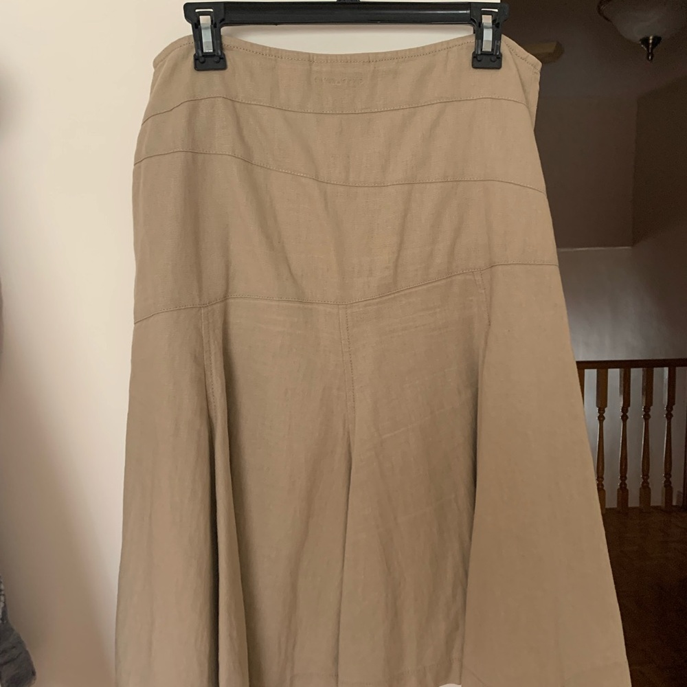 Dkny Tan Pleated Midi Skirt for Work